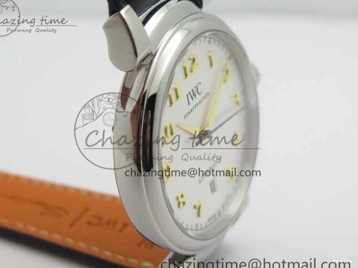 MIROTIME 0415 WaterResistant Da Vinci IW356601 SS MKF 1:1 Best Edition White Dial On Black Leather Strap A 7232
